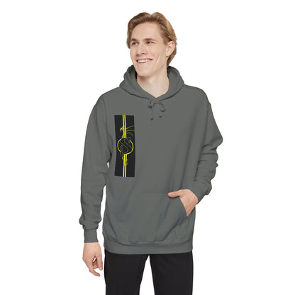 Volleyball Stripe Hoodie — Retro Yellow & Black Volleyball Design