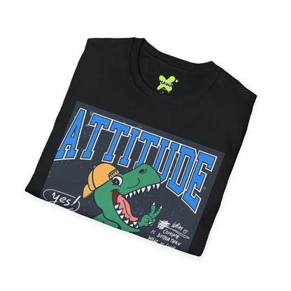 Dino Attitude T-Shirt, Fun Graphic Tee, Casual Wear, Gift for Kids, Skateboarder Shirt, Cool Dinosaur Apparel