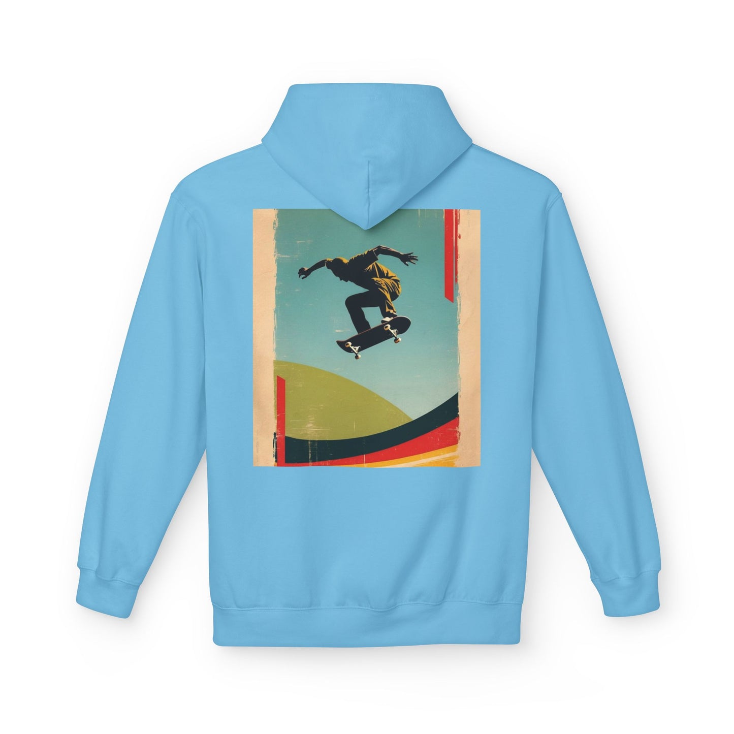 Retro Skateboarder Fleece Hoodie - Unisex Softstyle Pullover