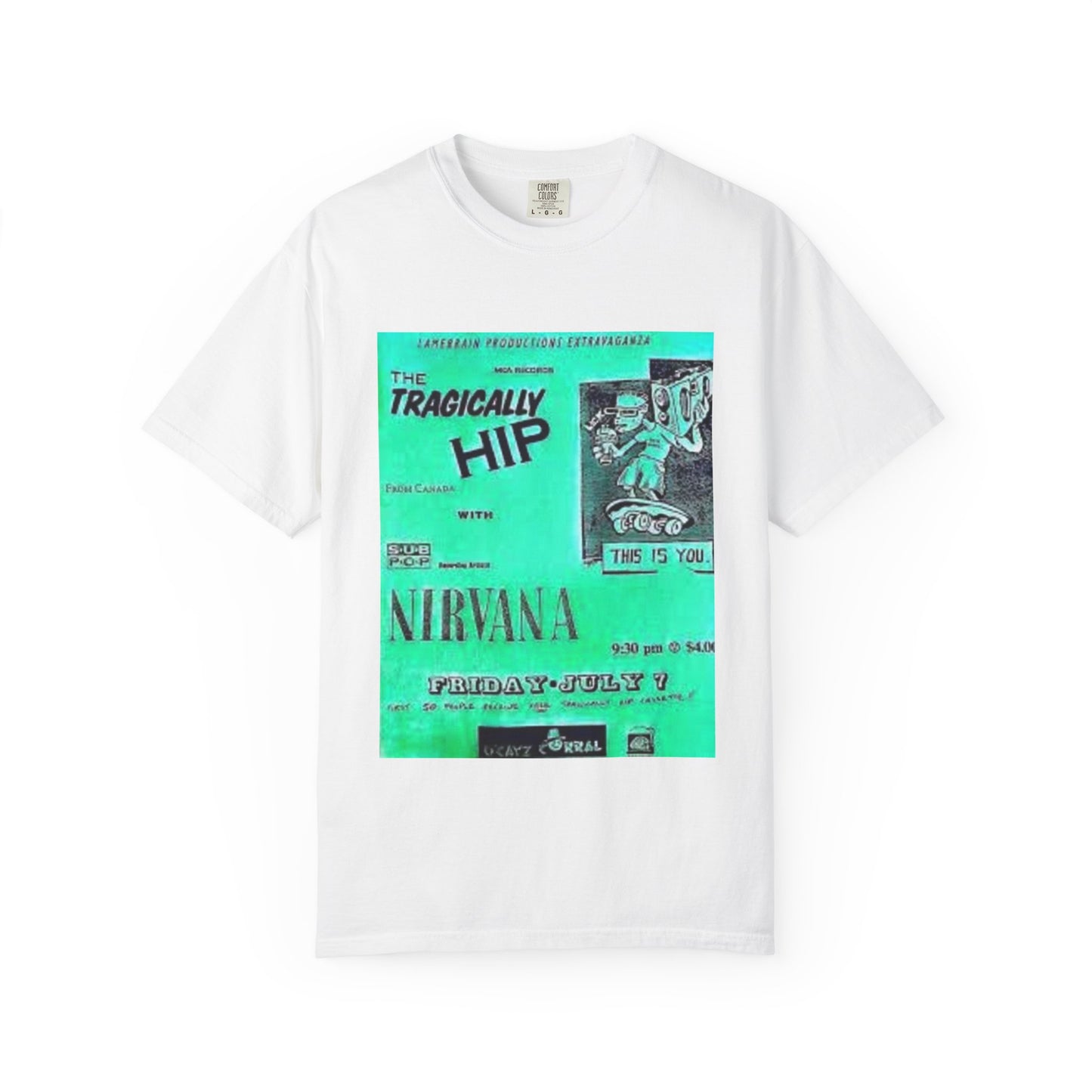 Retro Band Graphic T-Shirt - Nirvana & Tragically Hip Design