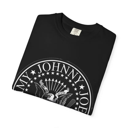 Vintage-Inspired Unisex Garment-Dyed T-Shirt with Rock Band Logo