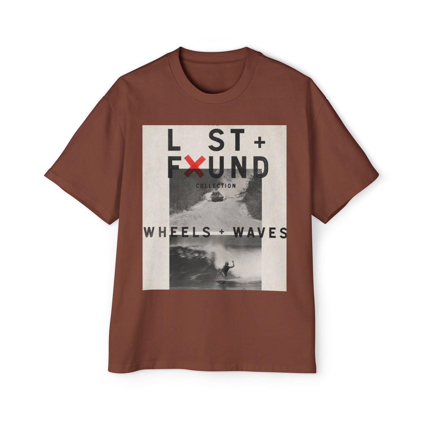 Lost & Found 'Wheels + Waves' Graphic Tee — Oversized Men's Surf Skate Shirt