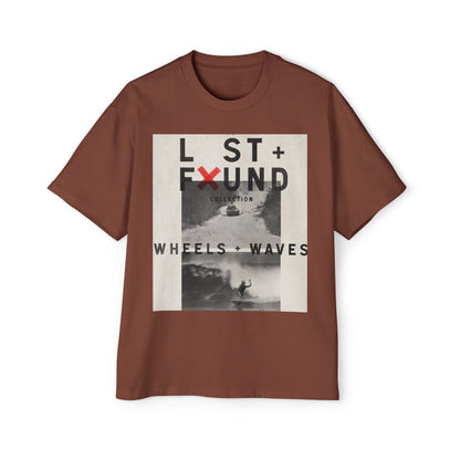 Lost & Found 'Wheels + Waves' Graphic Tee — Oversized Men's Surf Skate Shirt