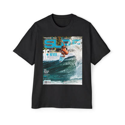 Surf Magazine Graphic Tee — Vintage Surfer Print Oversized T-Shirt