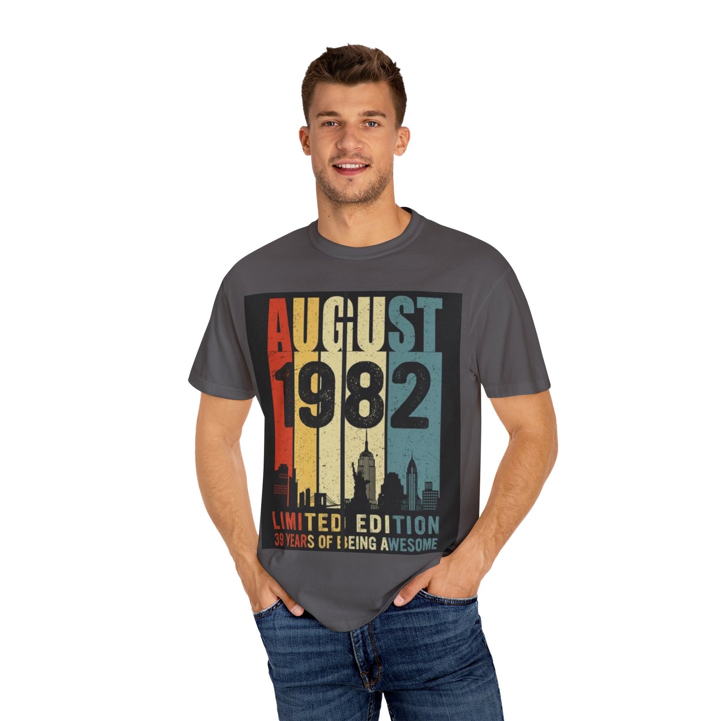 Limited Edition August 1982 Unisex Garment-Dyed T-Shirt - Celebrate 39 Years of Being Awesome