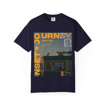 Sunset Train Graphic T-Shirt — Japanese Retro Transit Poster Tee