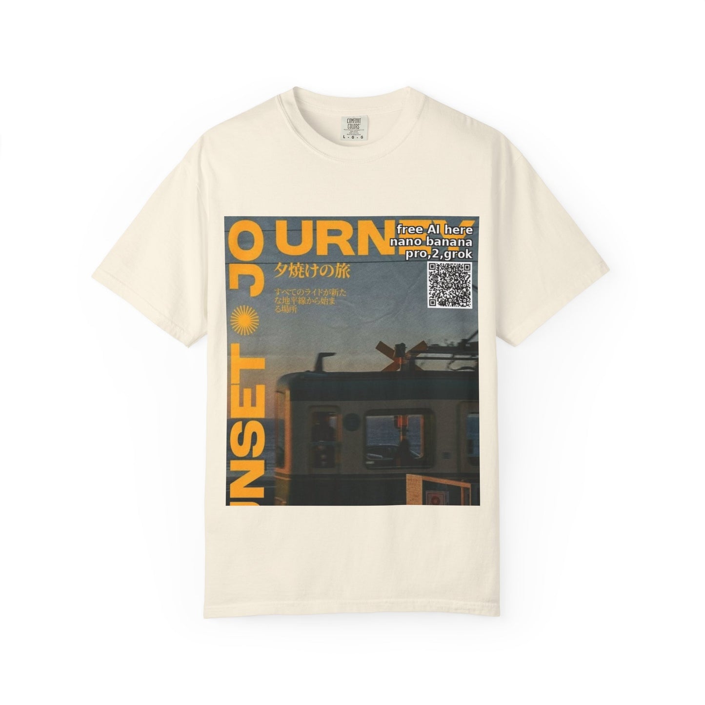 Sunset Train Graphic T-Shirt — Japanese Retro Transit Poster Tee