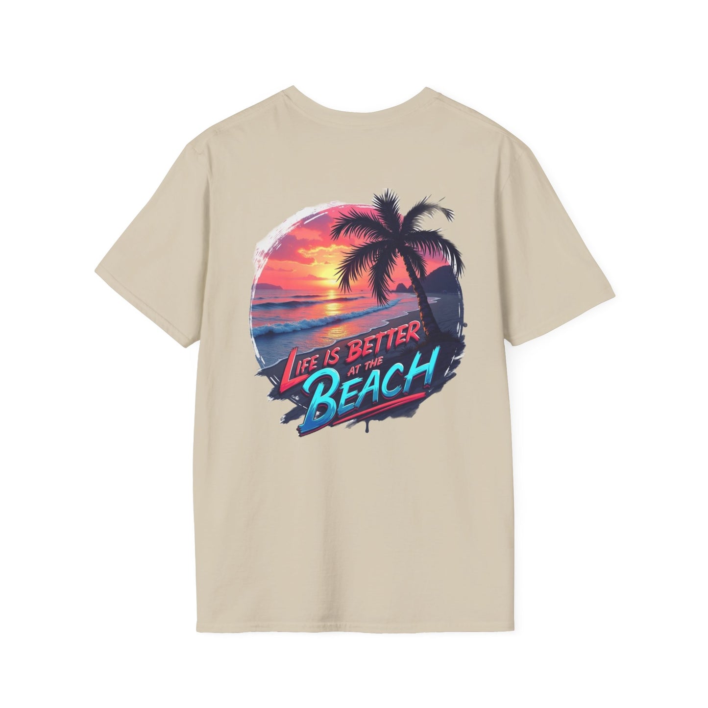 Unisex Softstyle Beach T-Shirt - "Life is Better at the Beach" Graphic Tee