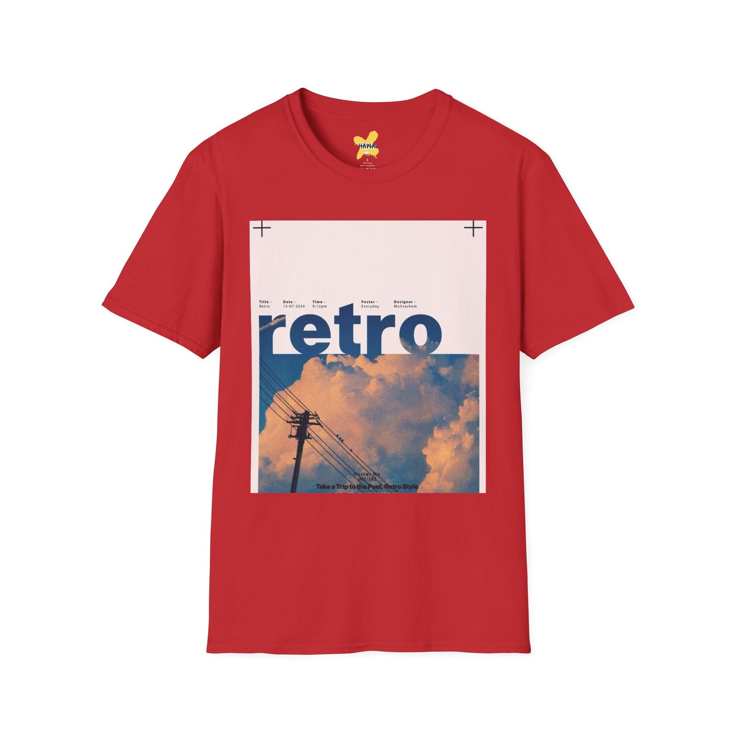 Retro Aesthetic Unisex Softstyle T-Shirt - Vintage Clouds & Texture Design