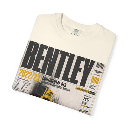 Bentley Continental GT Newspaper Graphic T‑Shirt — Vintage Racing Poster Tee