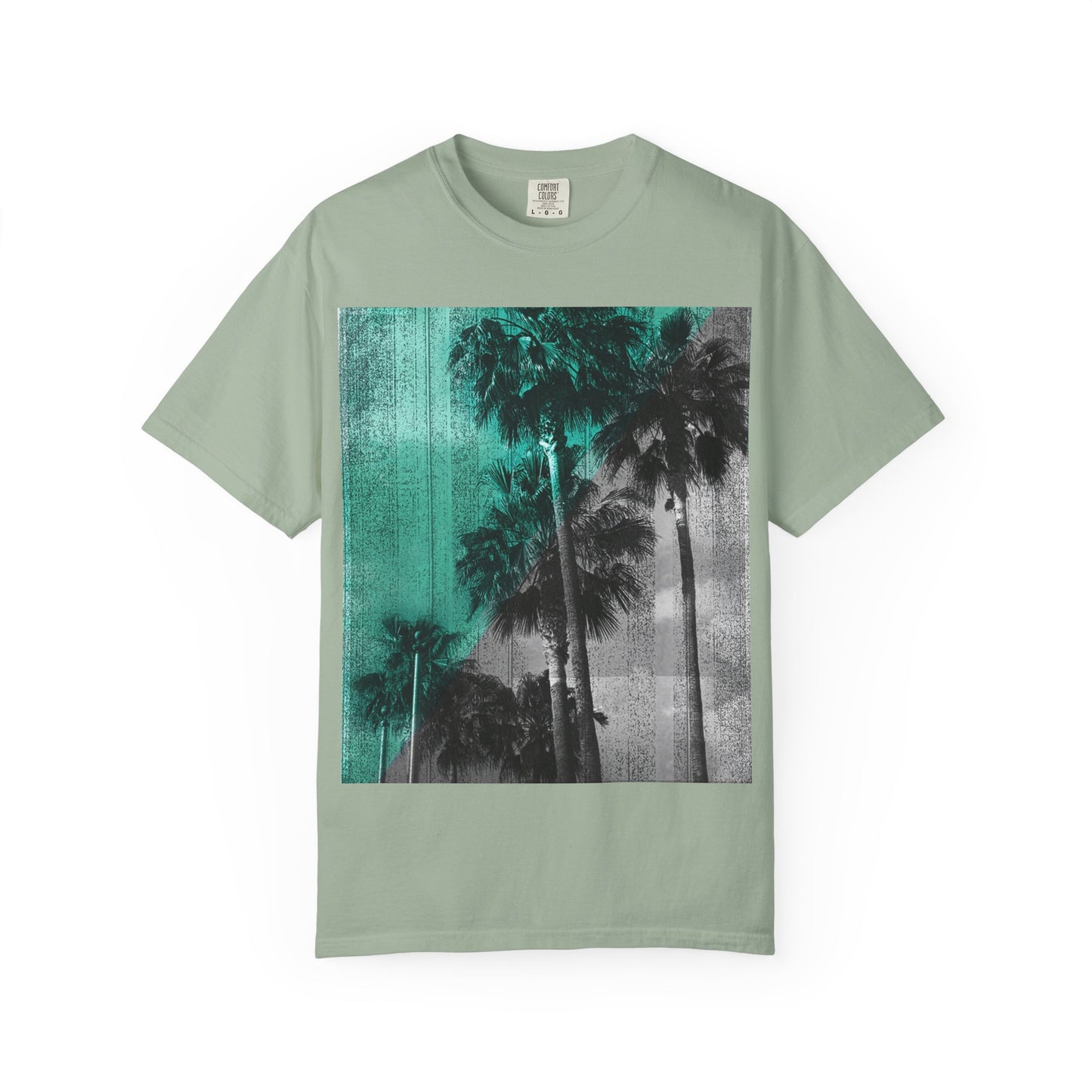Palm Trees Photo Tee — Vintage Teal Sunset T-Shirt