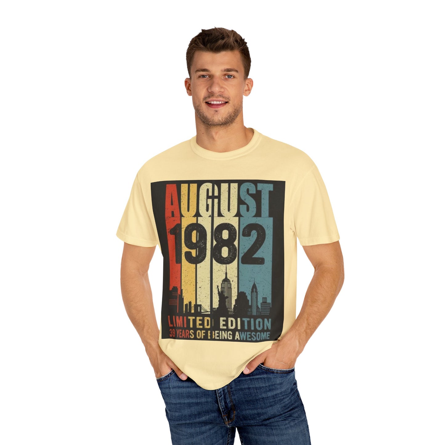 Limited Edition August 1982 Unisex Garment-Dyed T-Shirt - Celebrate 39 Years of Being Awesome