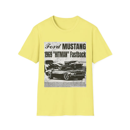 Vintage 1969 Ford Mustang 'Hitman' Unisex T-Shirt - Classic Car Enthusiast Apparel
