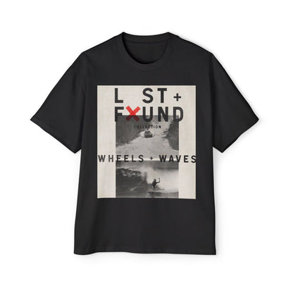 Lost & Found 'Wheels + Waves' Graphic Tee — Oversized Men's Surf Skate Shirt