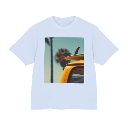 Surf Van Beach Photo Tee — Vintage Palm & Surfboard Graphic T-Shirt