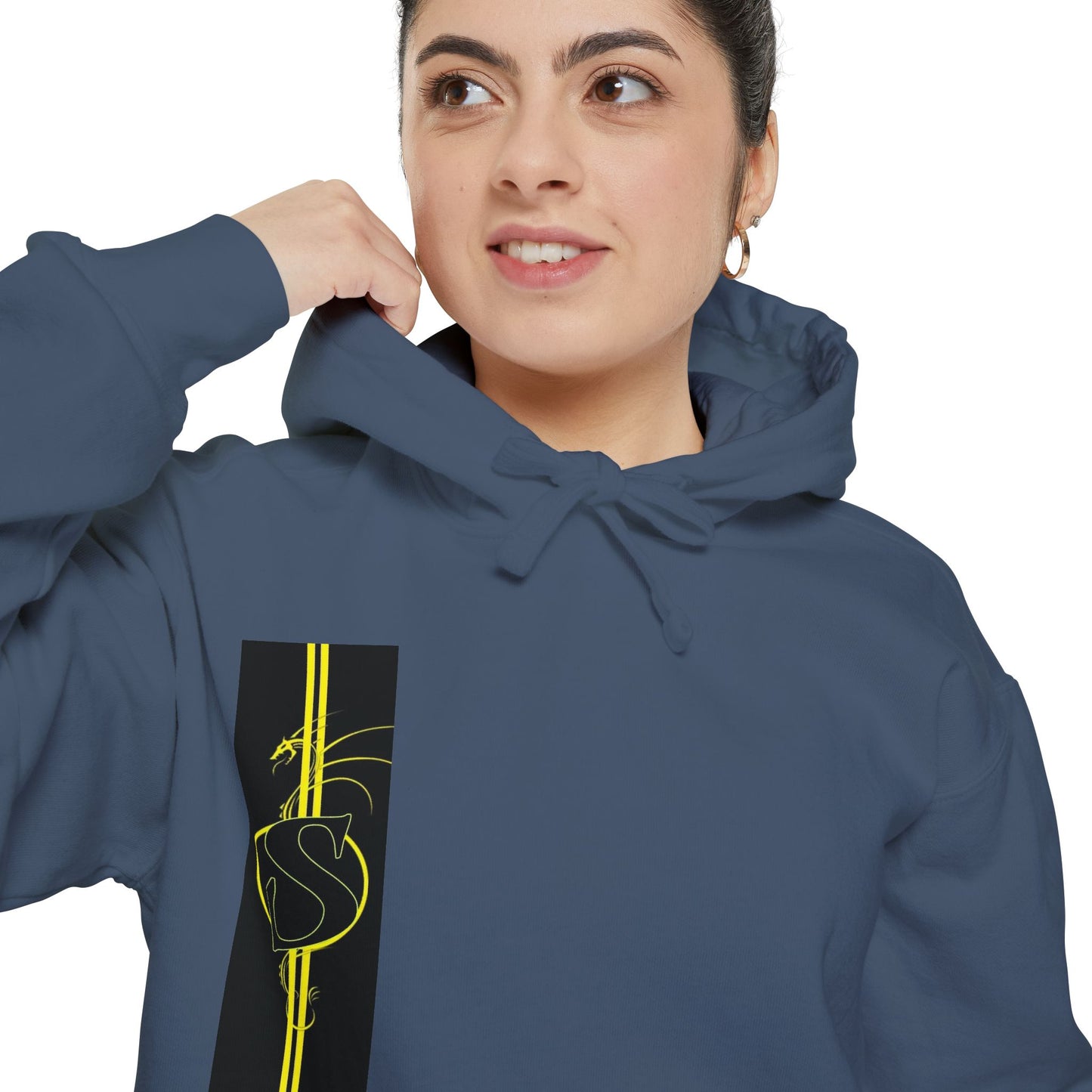 Volleyball Stripe Hoodie — Retro Yellow & Black Volleyball Design