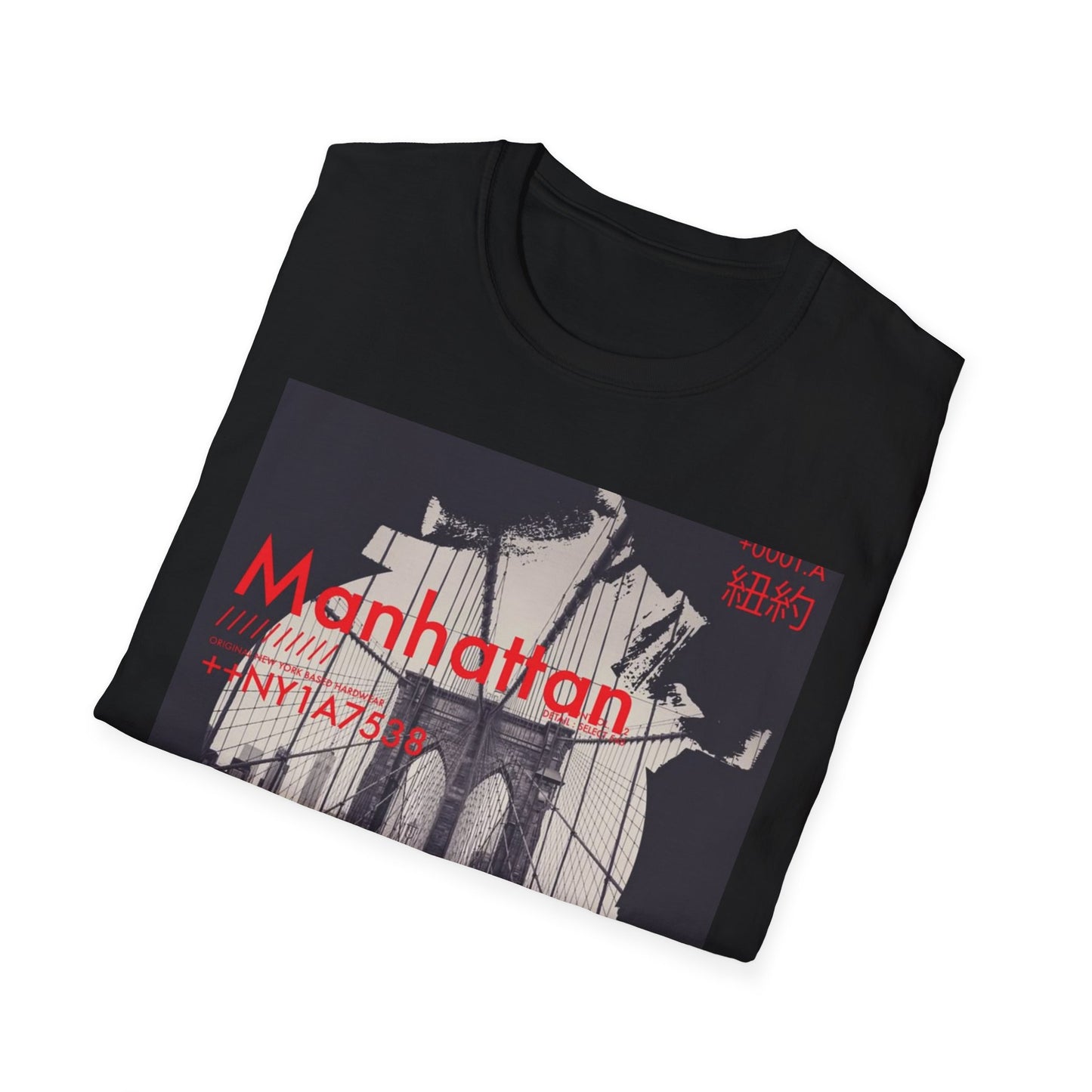 Manhattan Unisex Softstyle T-Shirt, NYC Art Tee, Graphic T-Shirt, Casual Wear, Gift for City Lovers, Travel Enthusiast