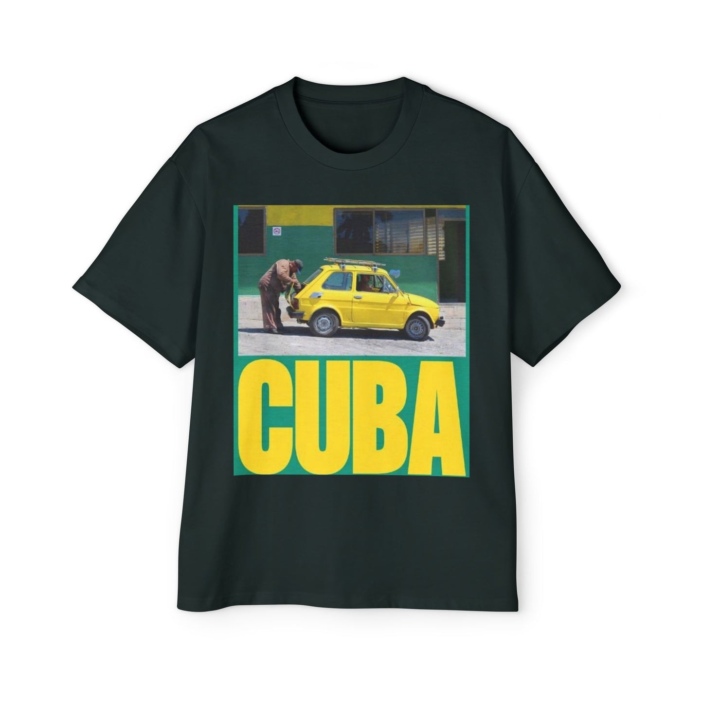 Cuba Vintage Photo Tee — Retro Yellow Car Graphic T-Shirt