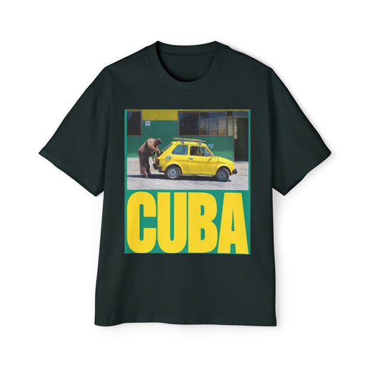 Cuba Vintage Photo Tee — Retro Yellow Car Graphic T-Shirt