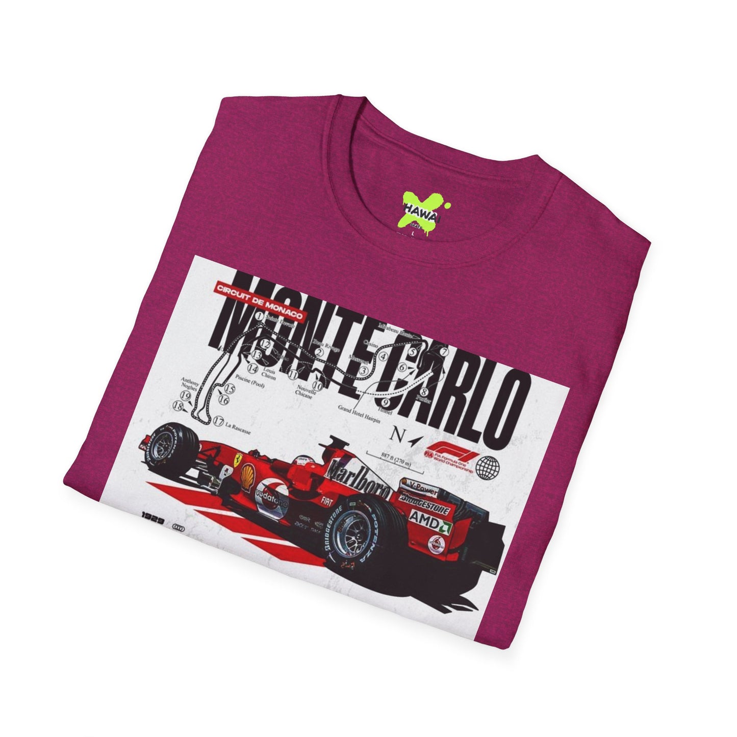 Monte Carlo Racing Graphic T-Shirt - Unisex Softstyle Tee for Car Enthusiasts