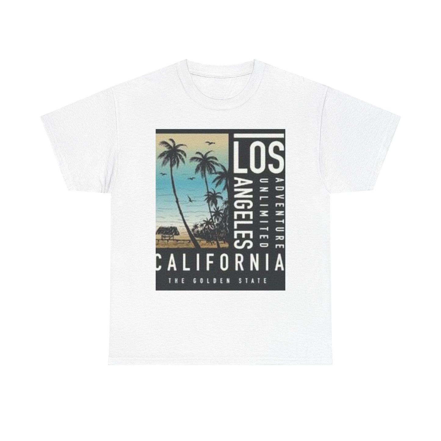 California Adventure Unisex Heavy Cotton Tee, Summer Style Shirt, Beach Vacation Top, Los Angeles Gift, Travel Apparel