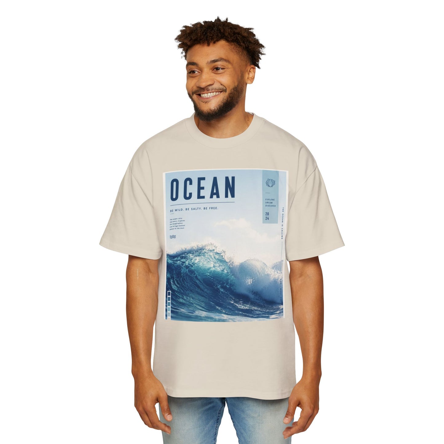 Ocean Wave Graphic Tee — "OCEAN" Coastal Photo Print T-Shirt