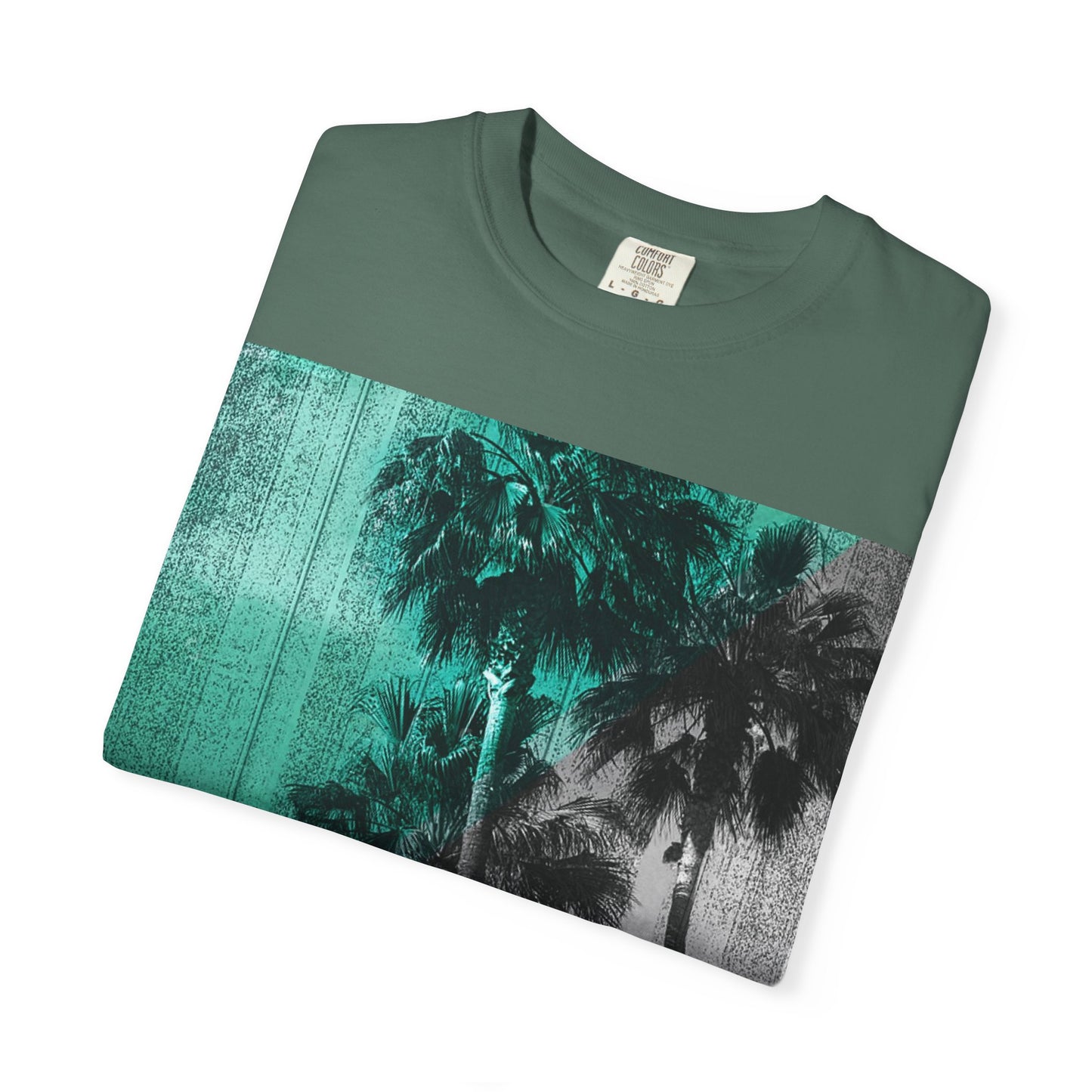 Palm Trees Photo Tee — Vintage Teal Sunset T-Shirt
