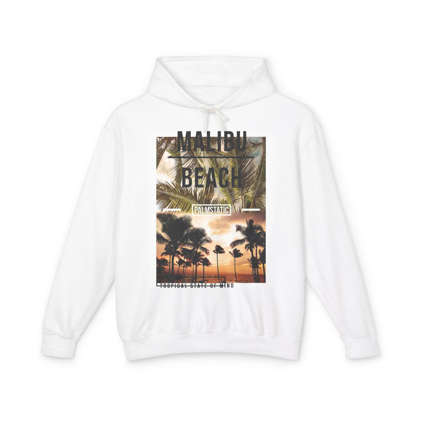 Malibu Beach Graphic Hoodie – Unisex Lightweight Sweatshirt for Tropical Vibes