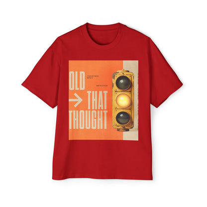 Oversized Tee — Retro Traffic Light 'Hold That Thought' Graphic