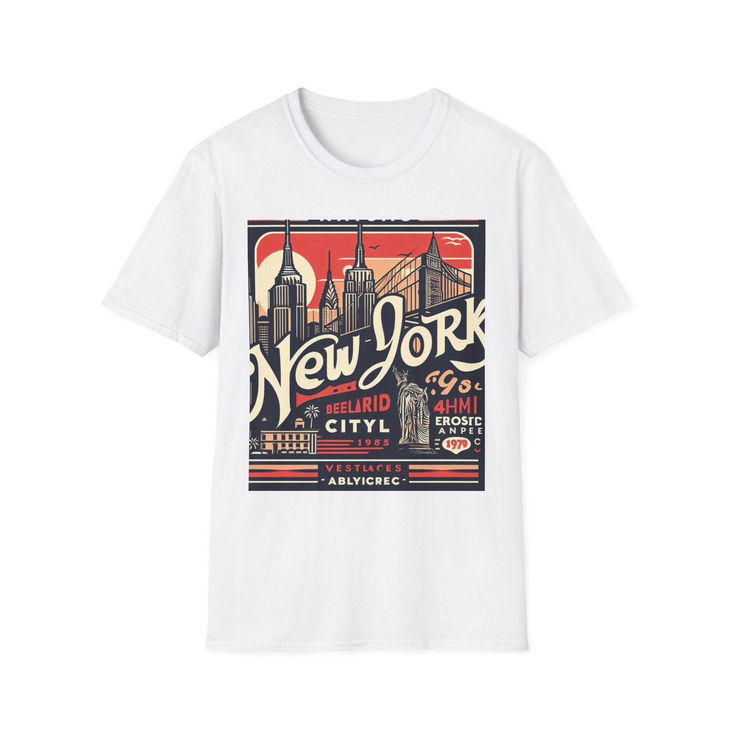 NYC Vintage T-Shirt, Unisex Softstyle Tee, New York City Shirt, Travel Souvenir Gift, Casual Wear for Tourists