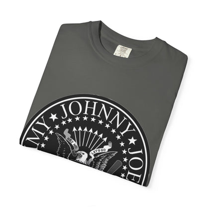 Vintage-Inspired Unisex Garment-Dyed T-Shirt with Rock Band Logo
