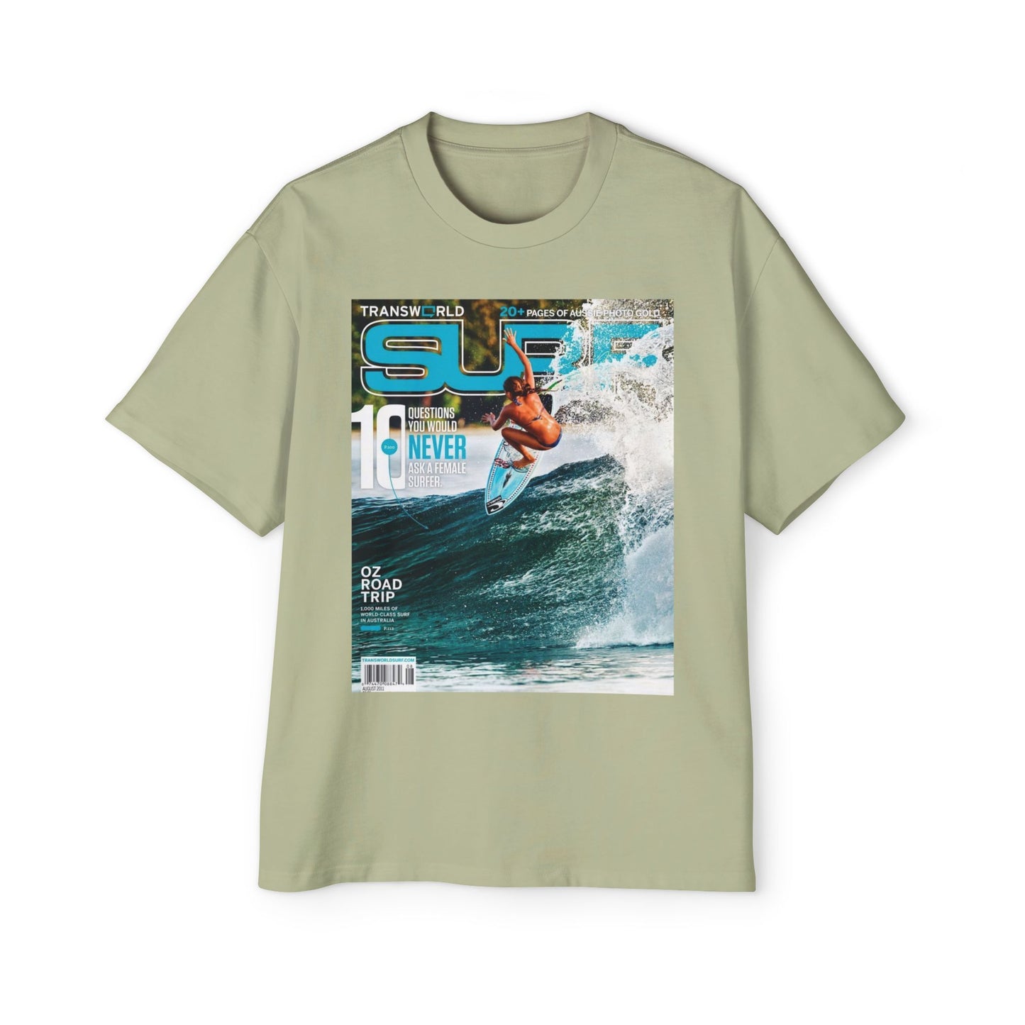 Surf Magazine Graphic Tee — Vintage Surfer Print Oversized T-Shirt