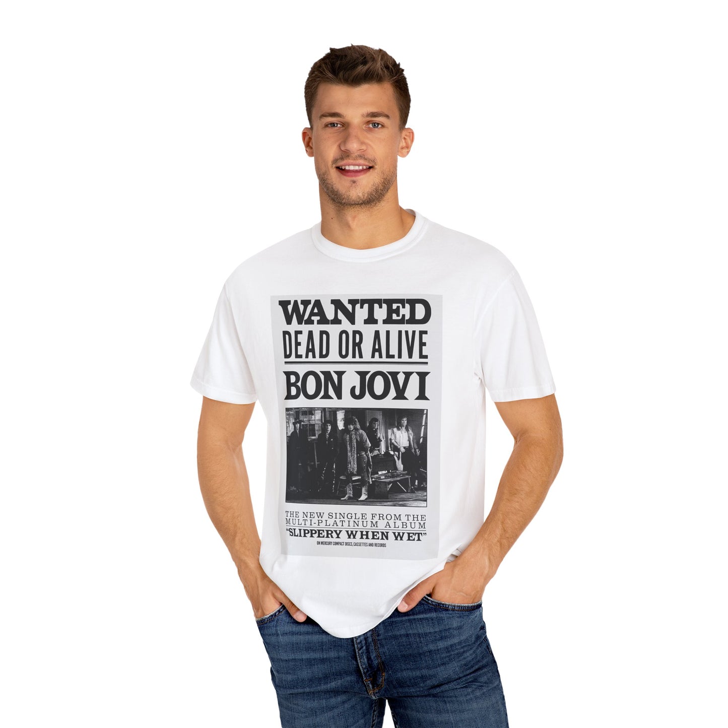 Bon Jovi Wanted Dead or Alive Unisex Garment-Dyed T-Shirt
