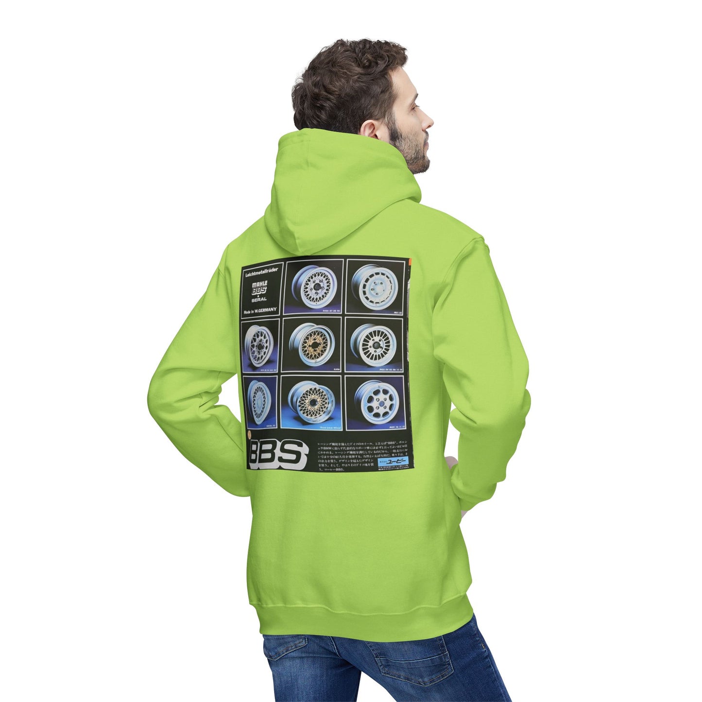 Classic Unisex Hooded Sweatshirt with BBS Wheel Design - Made in USA