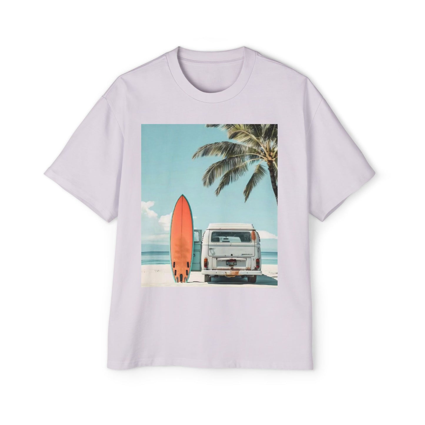 Surf Van Beach T-Shirt — Vintage Palm & Surfboard Graphic Tee