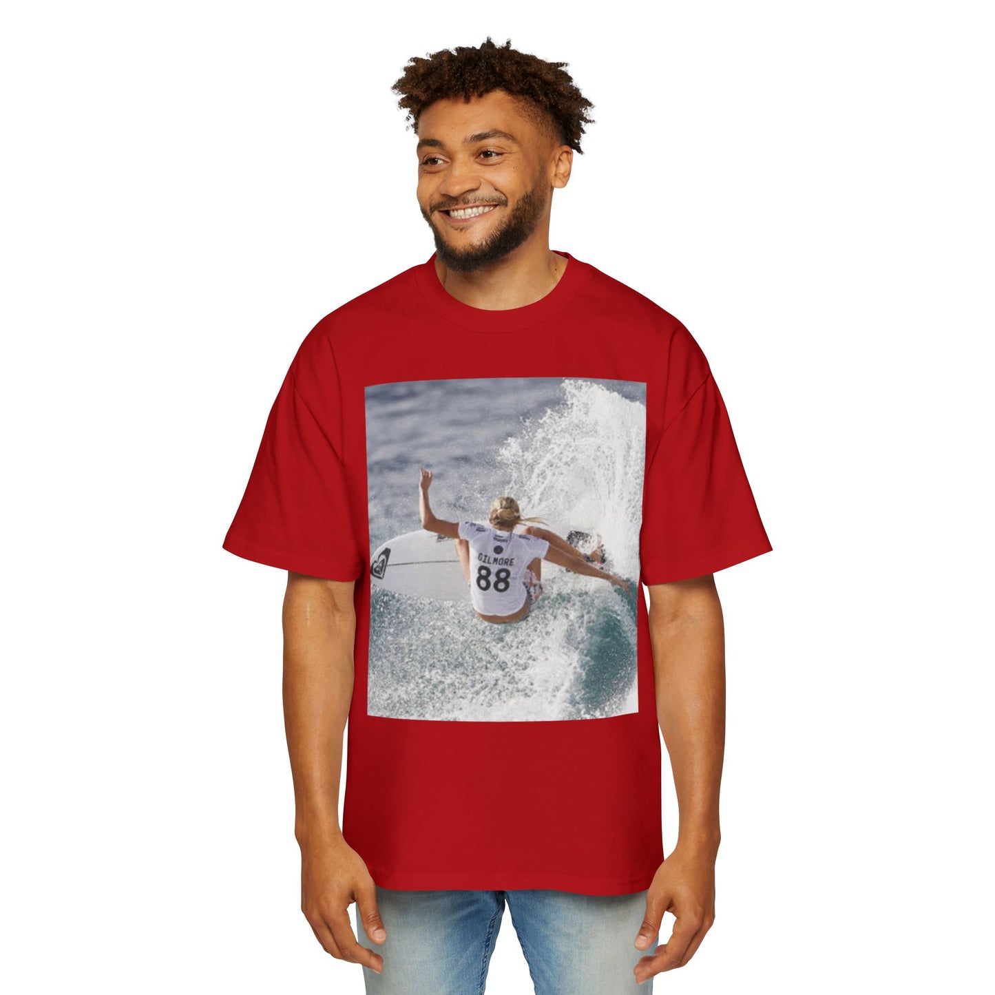 Surf Photo Oversized Tee — Wave Rider Graphic T-Shirt
