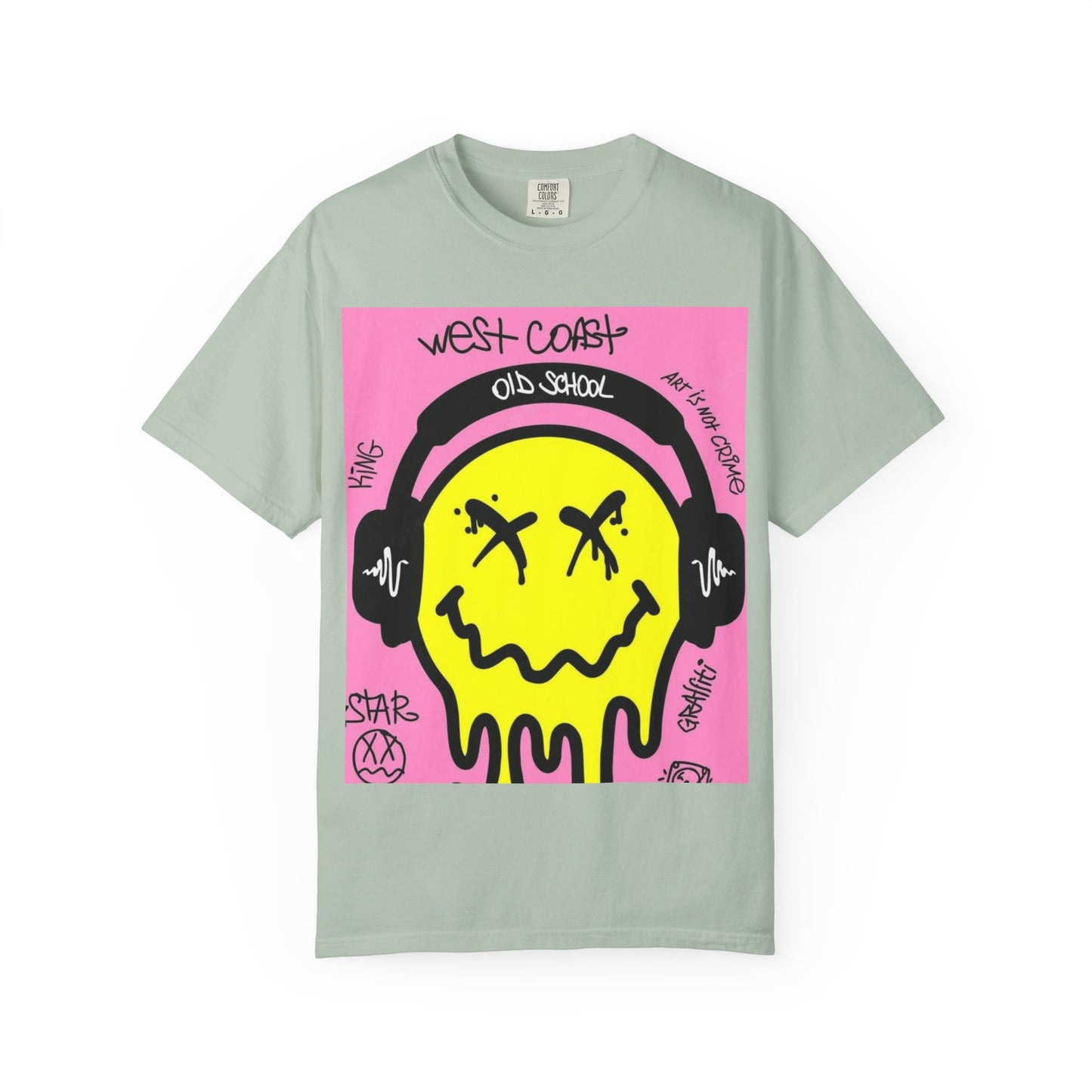 Retro Street Art T-Shirt - West Coast Vibe with Smiley Design