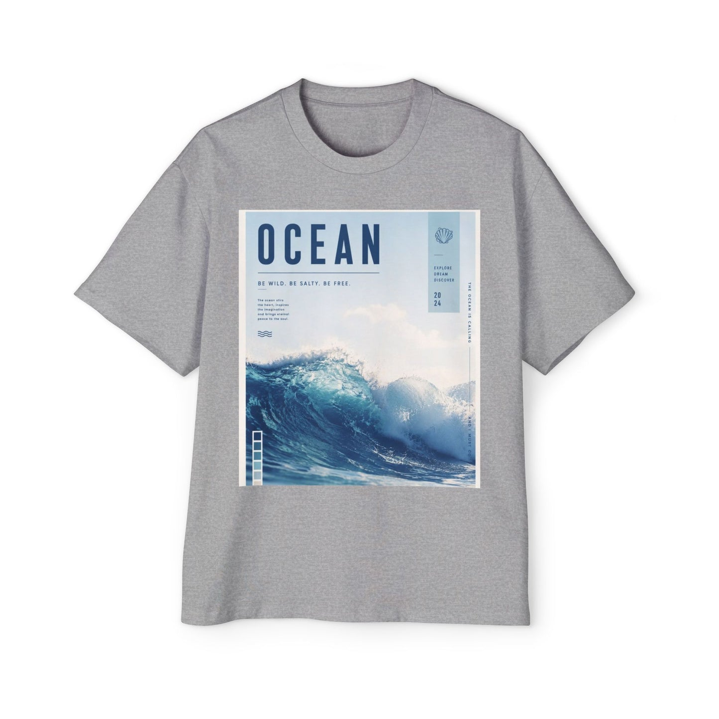 Ocean Wave Graphic Tee — "OCEAN" Coastal Photo Print T-Shirt