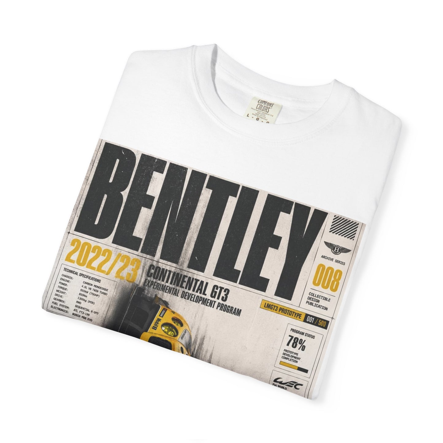 Bentley Magazine Cover T-Shirt – Yellow Sports Car Graphic Tee
