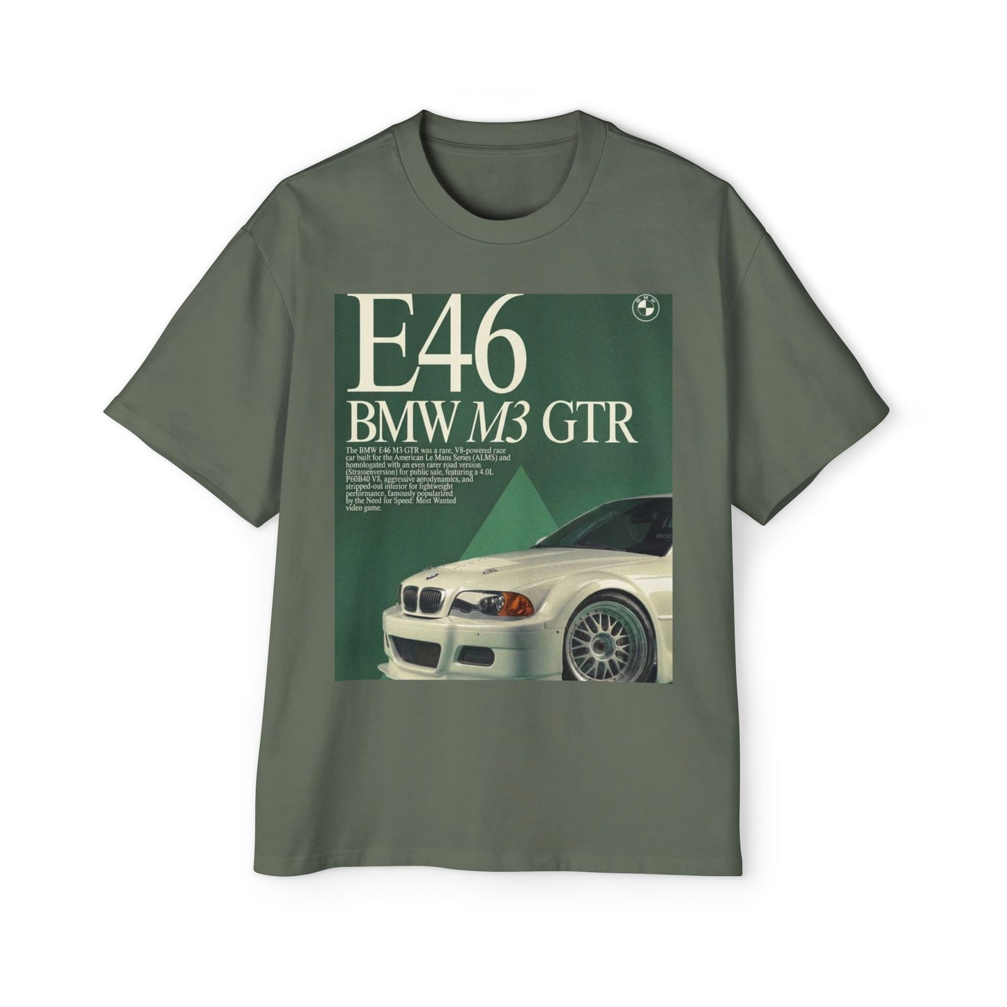 E46 BMW M3 GTR Tee — Vintage Racing Poster Graphic T-Shirt