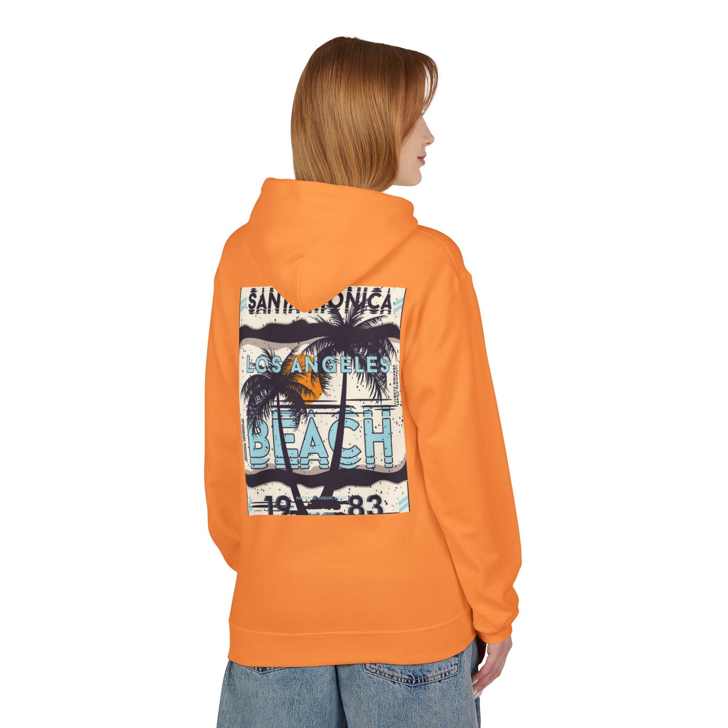 Santa Monica Beach Vintage Fleece Hoodie - Unisex, Cozy Casual Wear, Perfect for Beach Lovers, Summer Vibes, Travel Souvenir, Birthday Gift