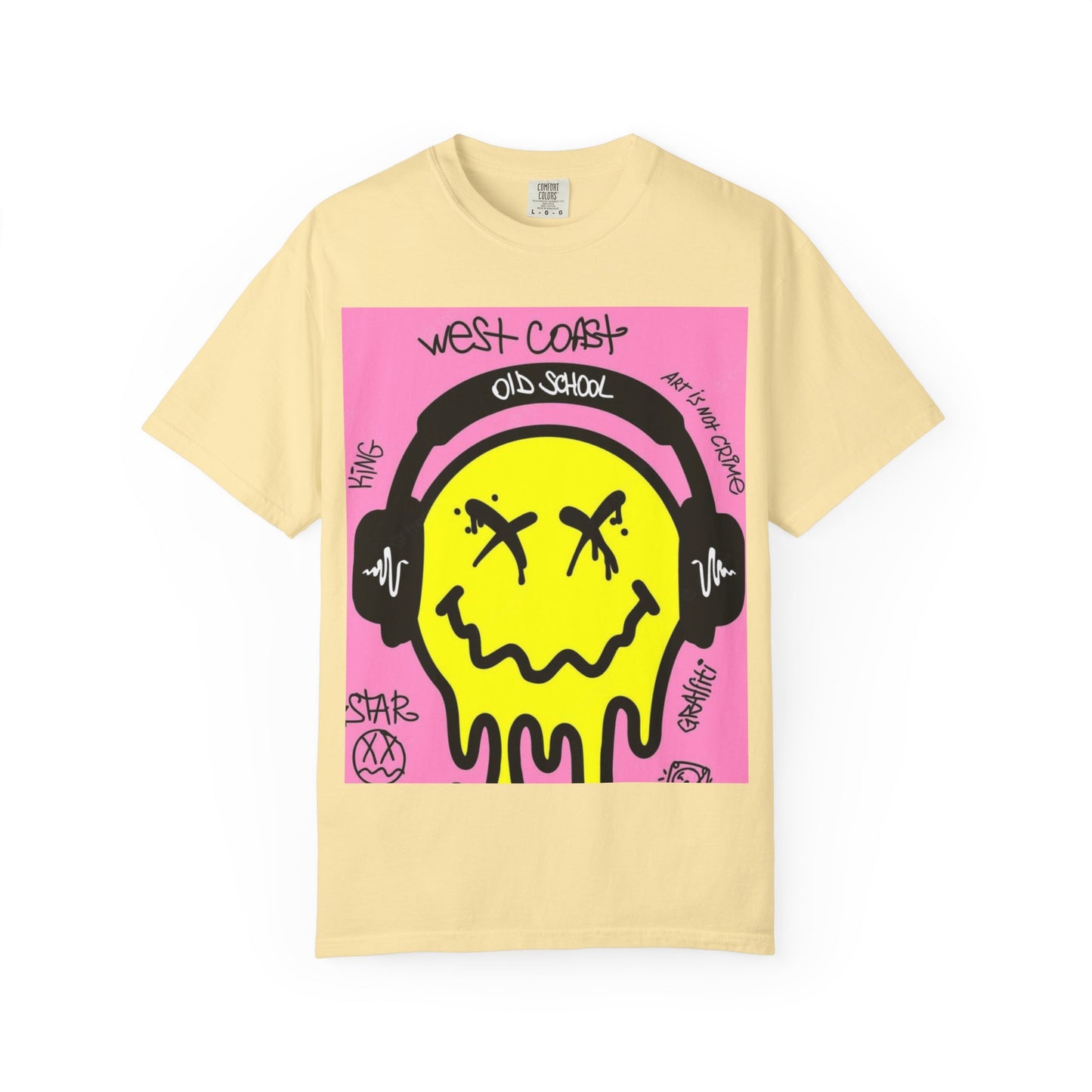 Retro Street Art T-Shirt - West Coast Vibe with Smiley Design