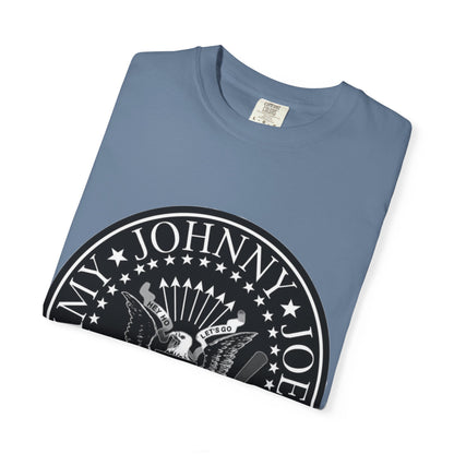 Vintage-Inspired Unisex Garment-Dyed T-Shirt with Rock Band Logo
