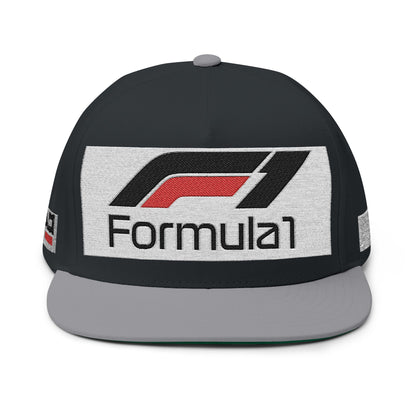 Formula 1 Embroidered Flat Bill Cap – Racing Logo Snapback