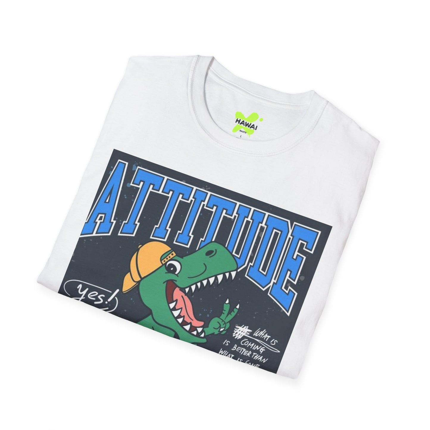 Dino Attitude T-Shirt, Fun Graphic Tee, Casual Wear, Gift for Kids, Skateboarder Shirt, Cool Dinosaur Apparel