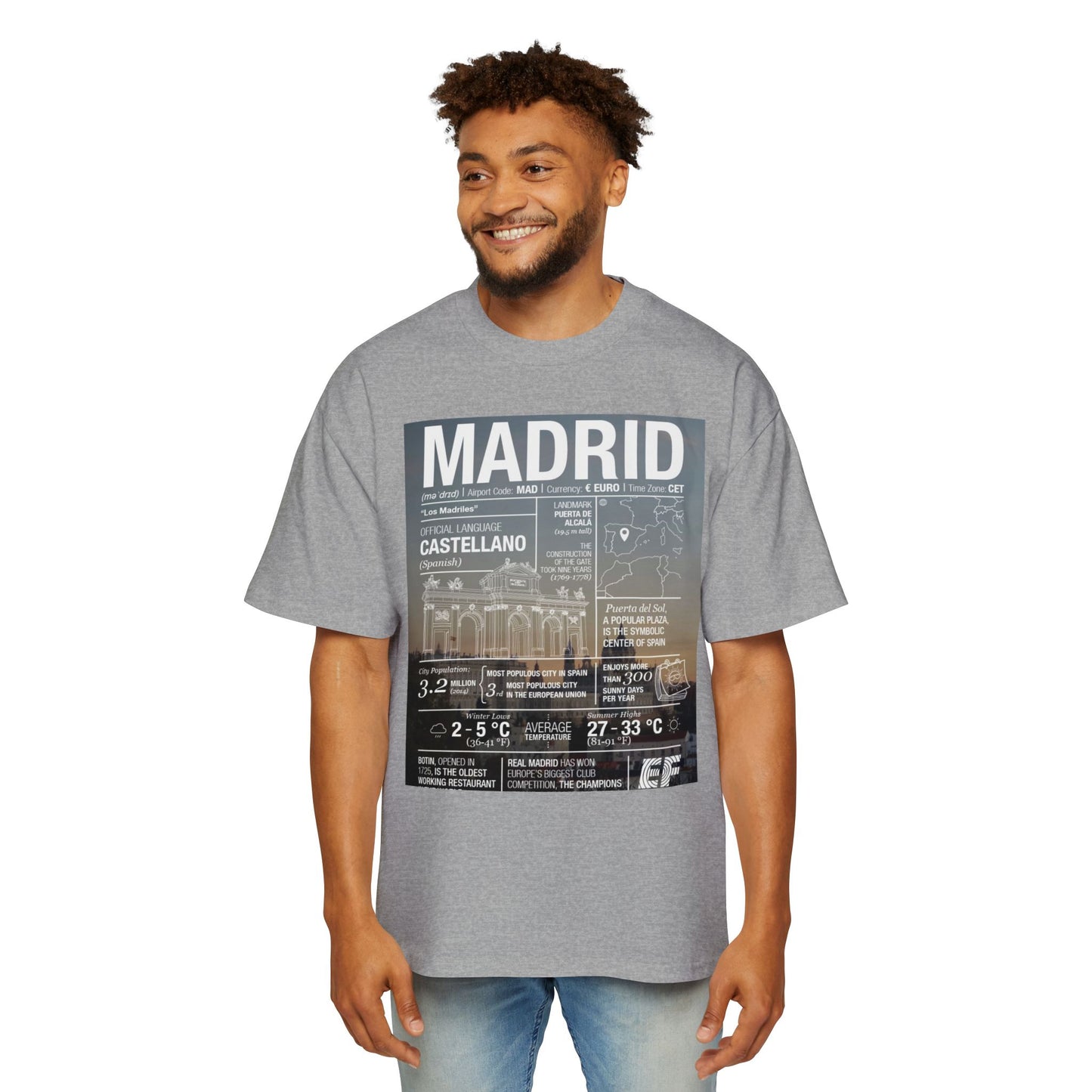 Madrid Graphic Tee — Vintage City Weather Poster T‑Shirt