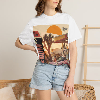 Freedom Road T-Shirt — Retro Desert Sunset Vintage Car Graphic