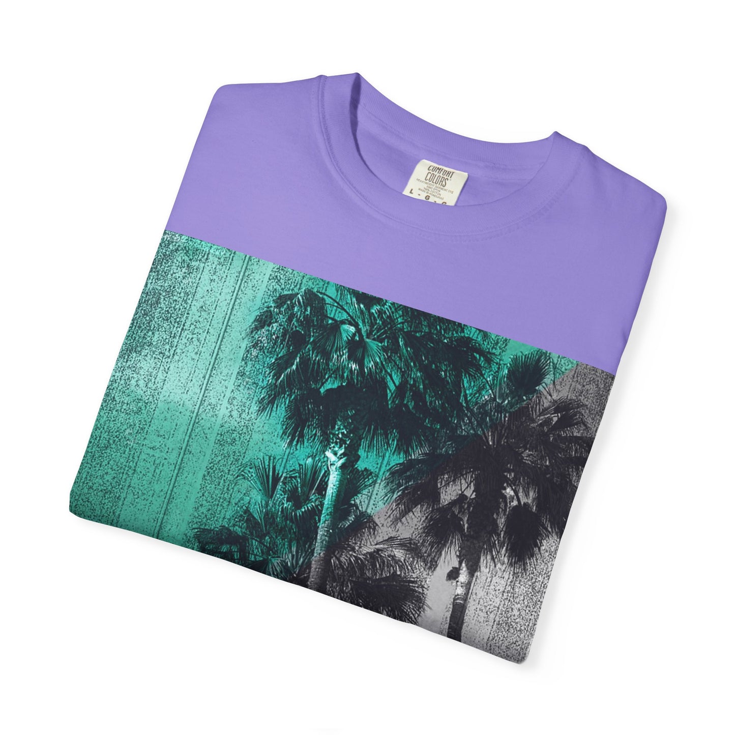 Palm Trees Photo Tee — Vintage Teal Sunset T-Shirt
