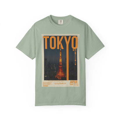 Tokyo Nightscape Graphic T-Shirt — Vintage Japan Tower Travel Poster Tee