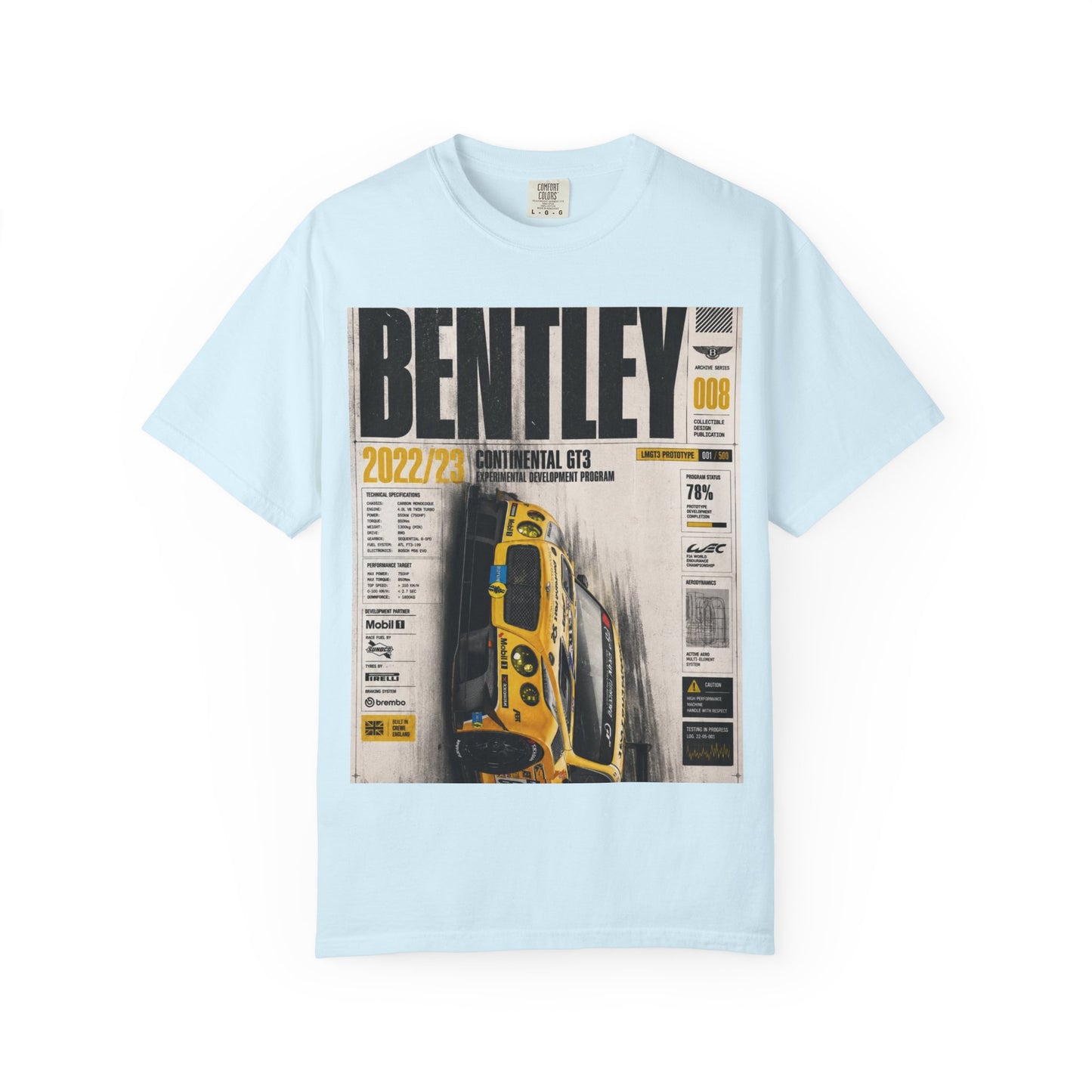 Bentley Continental GT Newspaper Graphic T‑Shirt — Vintage Racing Poster Tee